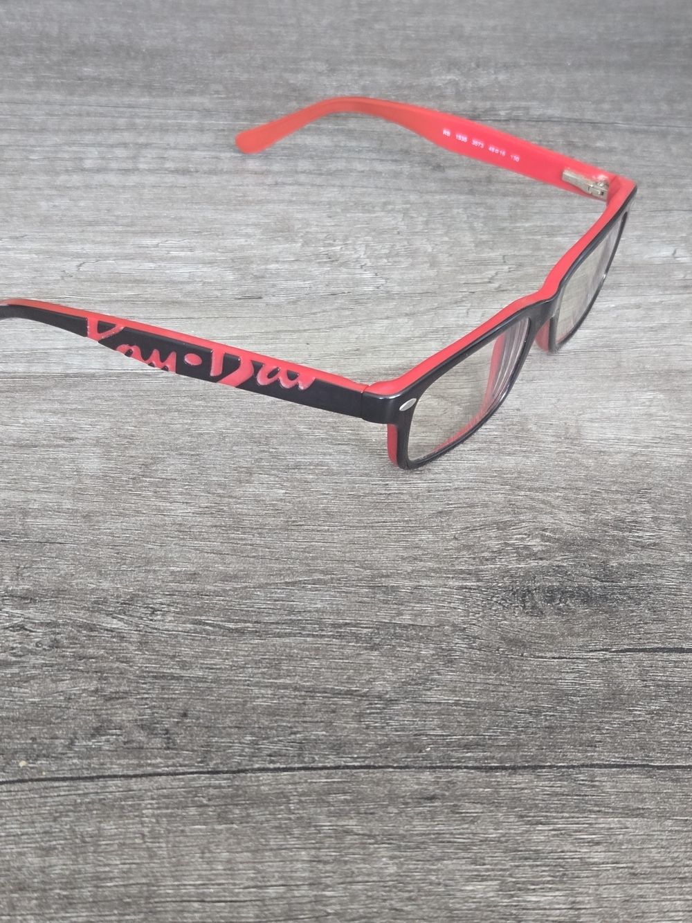 Ray-Ban Kids Eyeglasses Frames RB1535 3573 Black Red Rectangular 48-16-130